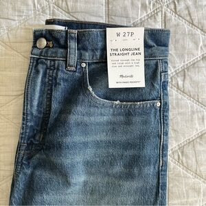 NWT Madewell Longline Straight Jean in Greendale Wash